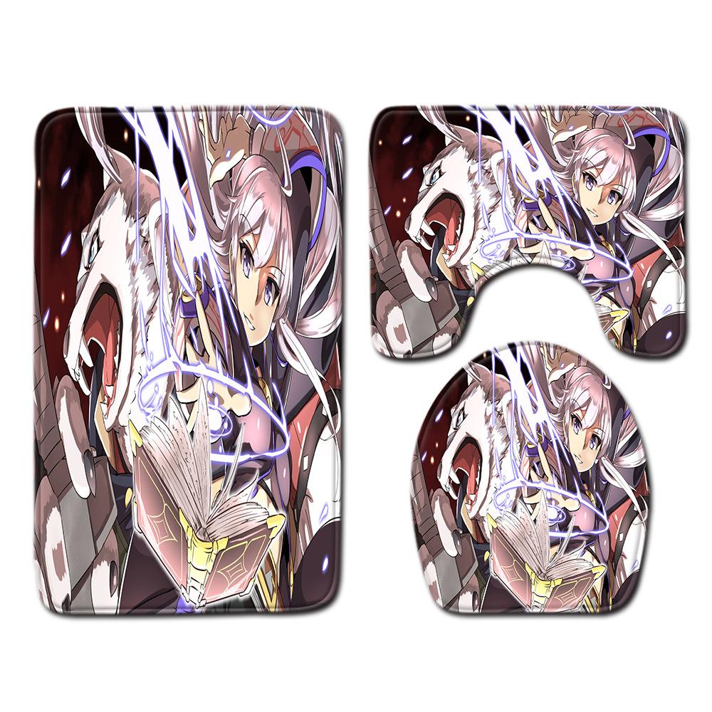Animation Bathroom Floor Mat Three-Piece Bathroom Carpet Toilet Mat Set Door Mat Bathroom Non-Slip Mat
