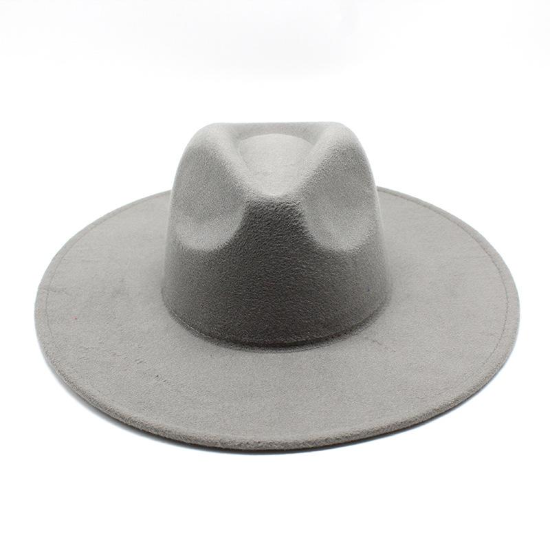Шерсть, Шляпа-федора с широкими полями, Универсальная повседневная фетровая шляпа для мужчин и женщин, Шляпа-федора с широкими полями. M（56-58cm）