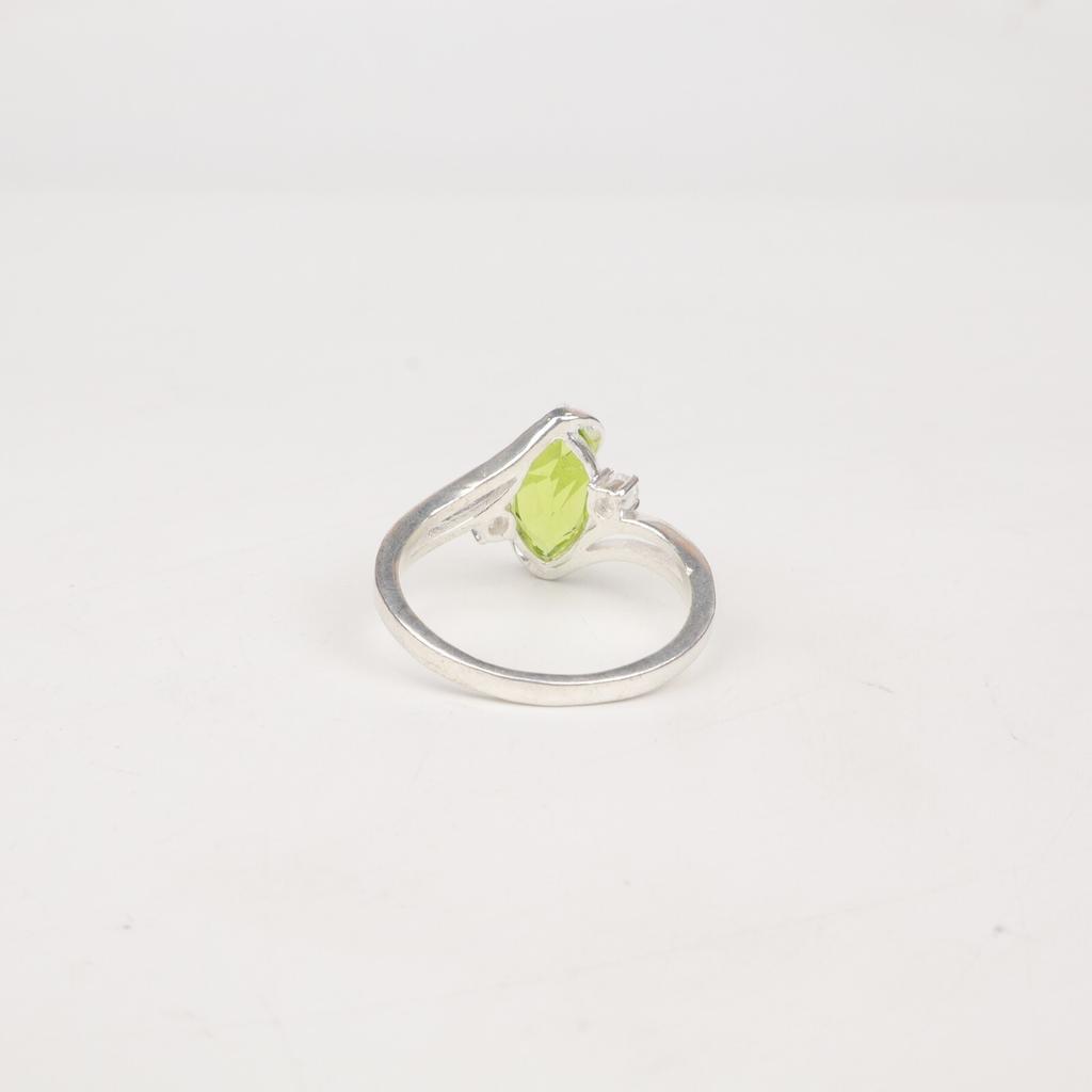 Natural Peridot Gemstone 925 Sterling Silver Jewelry Zircon Ring Gift For Women CZR-8-1