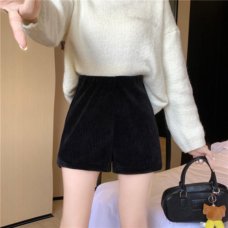 Petite Women's Autumn/Winter High Waist Corduroy Wide Leg Casual Shorts