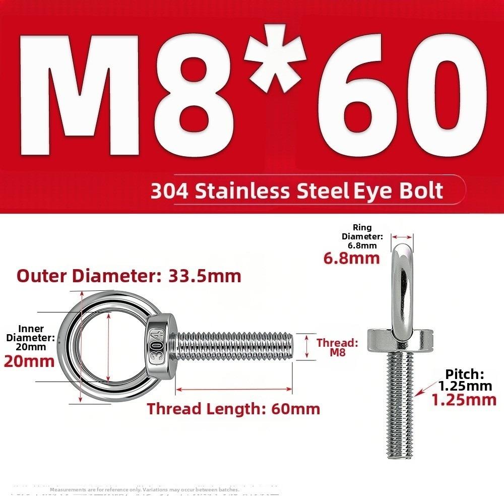 Heavy-Duty O-Ring Extended Bolts 304 Stainless Steel Lifting Bolts Eyelets Lifting, Marine, Etc.