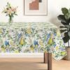 Sommer Zitrone Blau Floral Vögel Rechteckiger Tischdecke für Tischdekoration Waschbar Bauernhaus Küchentischdecke Feiertagsparty Dekor