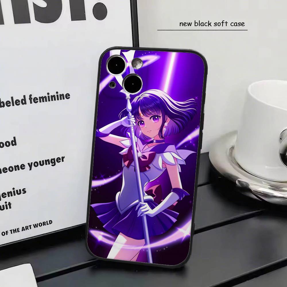 Kawaii Sailor S-Saturn Anime Sailor M-moon Phone Case Silicone Soft For IPhone 17 Air 16 15 14 13 12 11 Plus Pro Max Plus