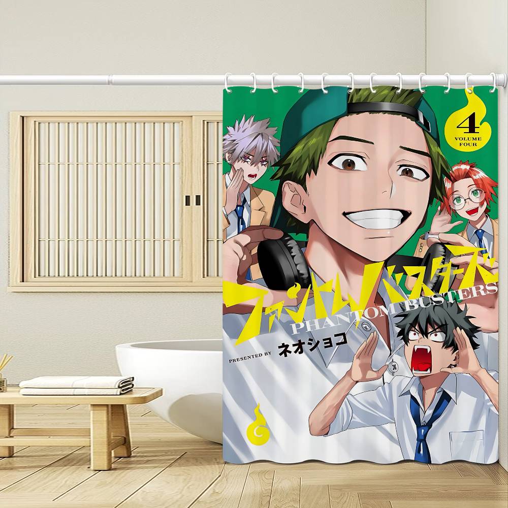 

Японское Аниме P-Phantom B-Busters 1 шт. Принтованная Водонепроницаемая Моющаяся Шторка для Душа с 12 Крючками Ванная Душ Домашнее Использование 90x180 cm
