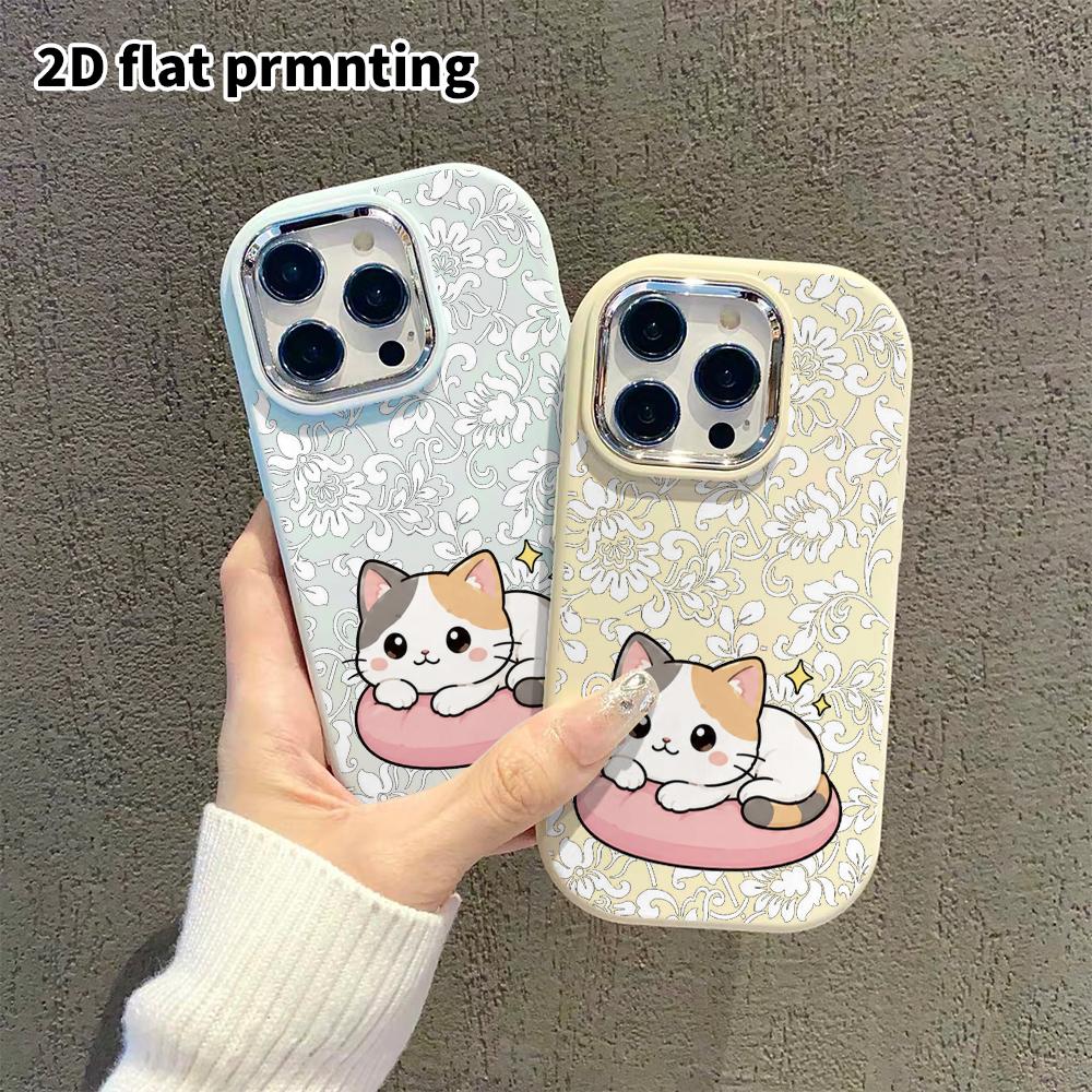 Étui pour téléphone: Design plat 2D adapté à la coque de protection pour iPhone 18 17 16 15 14 13 Pro, style couple, trois petits chats, cadeaux de Noël et d'Halloween