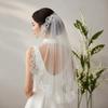 Medium Length Bridal Veil Scalloped Lace Marriage Headwear Wedding Headpiece  Outdoor Wedding Guest