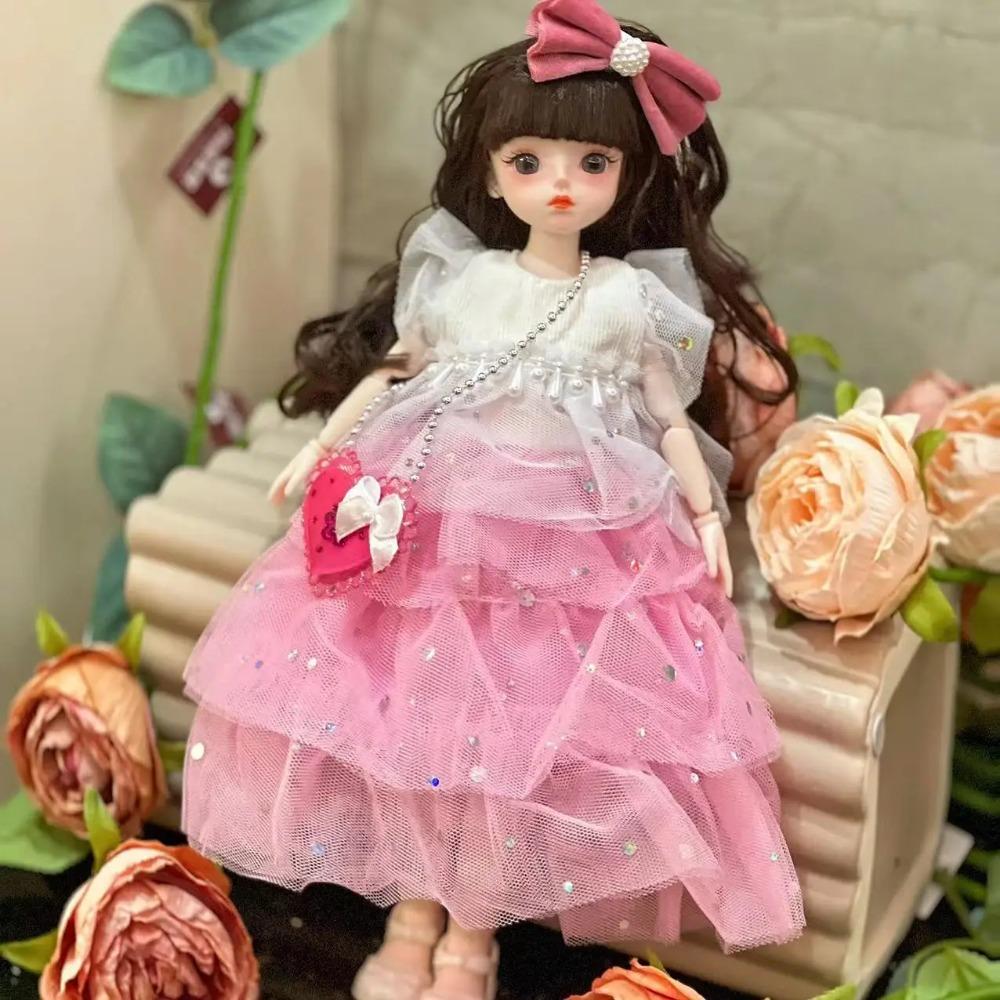 30cm Bjd Doll DIY Toys With Clothes Long Hair High Heel Princess Dress Up Doll Baby Girl  3D Eyes Beautiful Princess Accessories