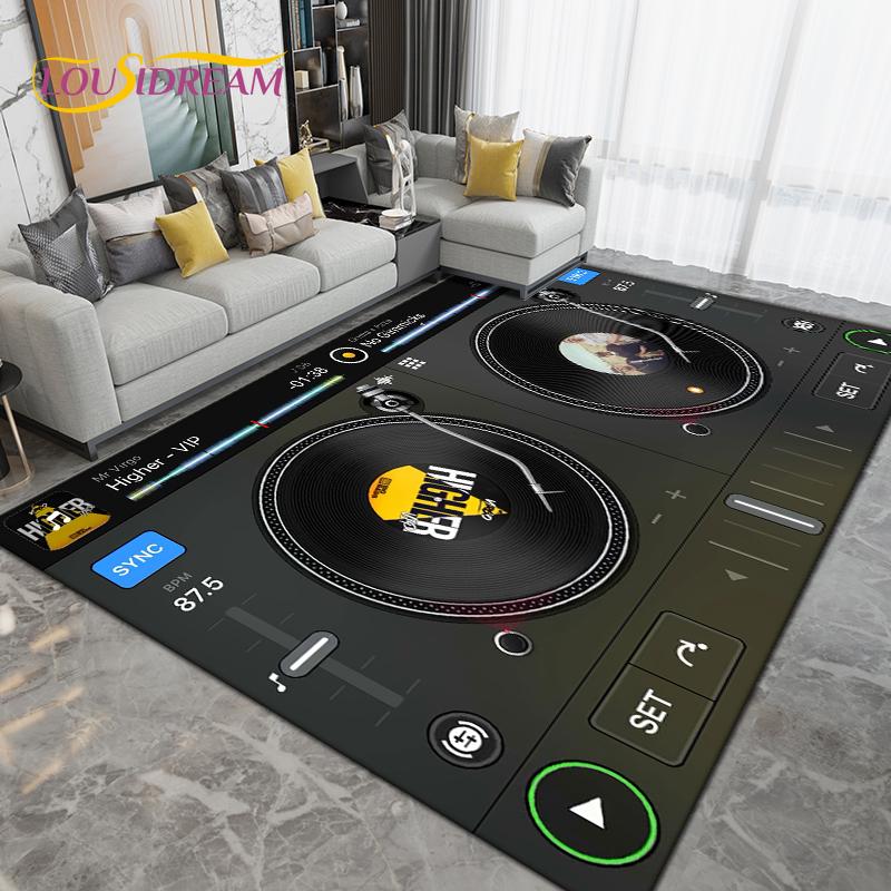 Teppich mit DJ-Musik-Screen-Muster, Teppich für Wohnzimmer, Schlafzimmer, Sofa, Küche, Badezimmer, Flur, Läufer, rutschfeste Bodenmatte