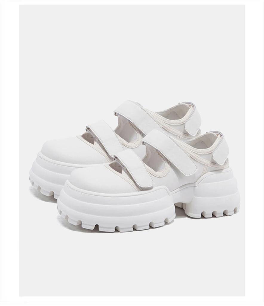 Fashion 2025 Summer New Thick-Soled Casual Sandals Heightened Sports Beach Sandals Square Toe Hook & Loop Platform Fashion Sandals