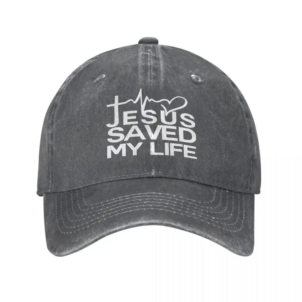 Jesus Saved My Life Baseball Caps Vintage Distressed Cotton Headwear for Men Women Outdoor All Seasons Travel Caps Hat