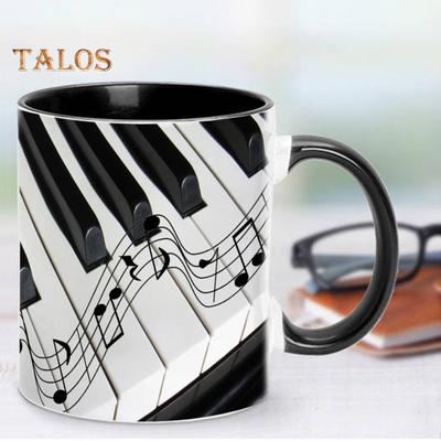 Muzyczny kubek do kawy Ceramiczny kubek z nutami muzycznymi Duży o pojemności 350 ml Gitara Fortepian Skrzypce Projekt Gorącego Kubka do Picia Muzyczny Prezent dla Miłośnika Muzyki Dom