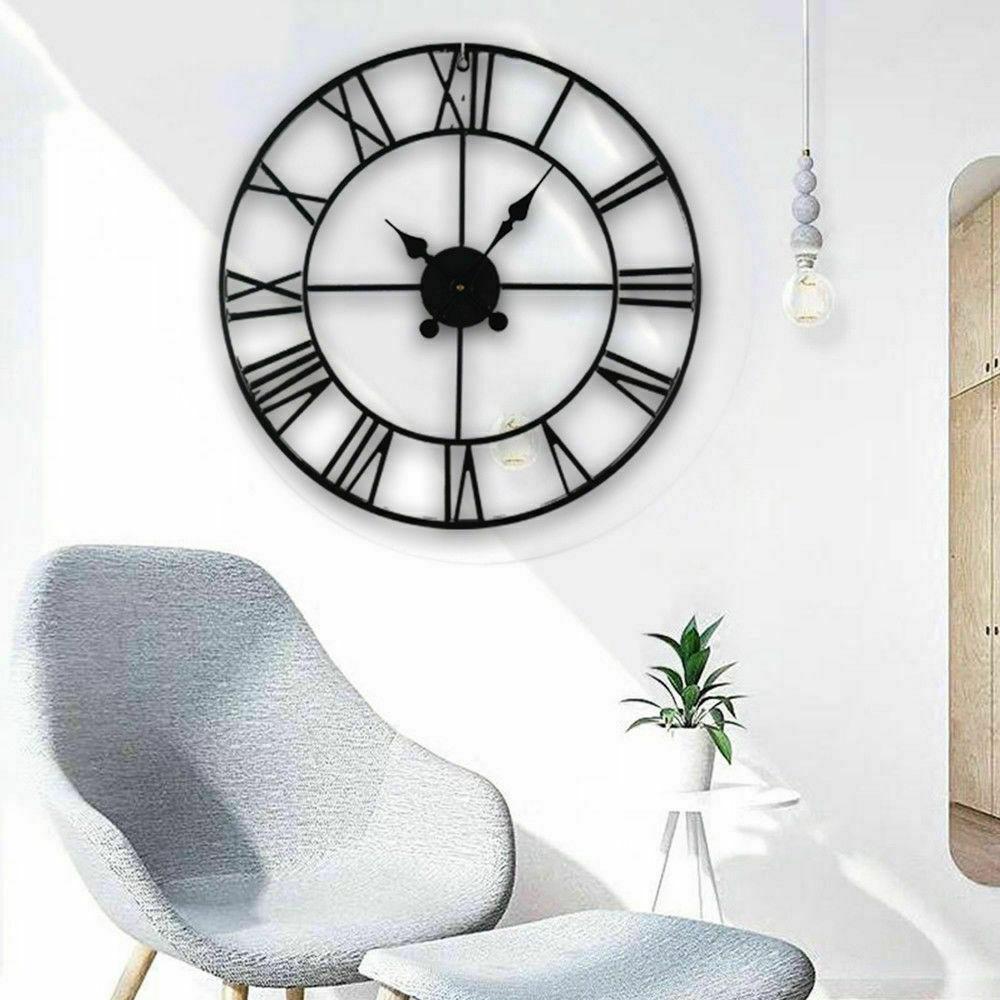 Large Metal Skeleton Wall Clock Antique Gold Home Decor Round Wall Clock Living Room Decorative 40cm/50cm