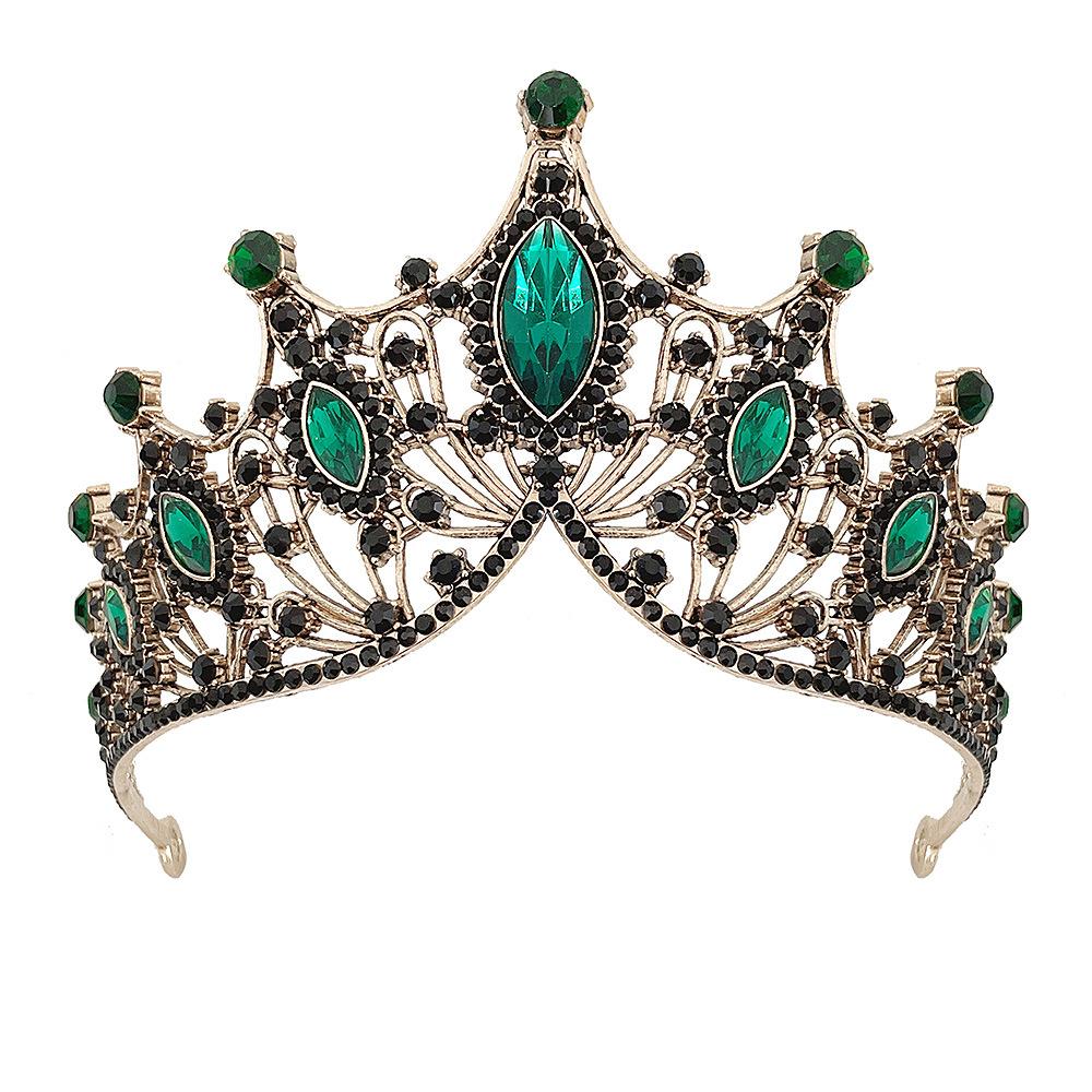 

Baroque Birthday Wedding Tiara Crown Black Retro Diamond Bridal Crown Headband