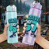 1PC Six Seven Bruh Sneaker Letter 750ml Color Plastic Sports Water Bottle Leakproof Flip Straw Lid Suitable for Sports Office Home Use