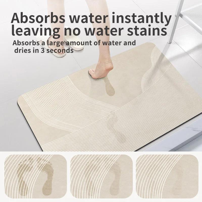 Diatomite Bath Mat Fast Dry Super Absorbent Non-Slip Floor Rug For Bathroom Shower Toilet Entryway Washable Home Decor