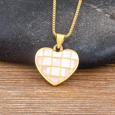 

Nidin Ins Popular Exquisite Elegant Love Chessboard Pendant Hip Hop Cute Heart-shaped Clavicle Chain Retro Necklace Jewelry розовый