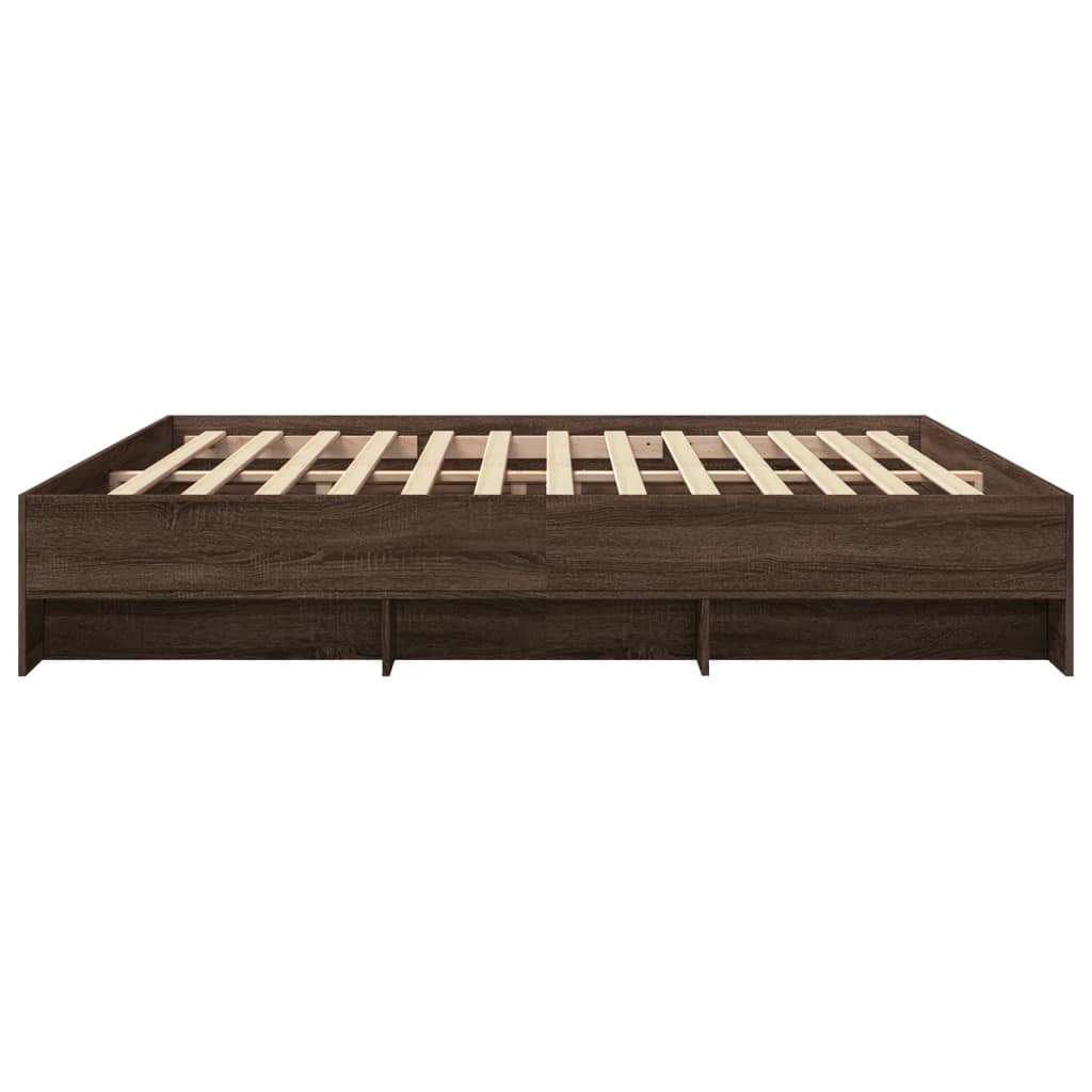 Bed Frame without Mattress Brown Oak Effect 200 x 200 cm