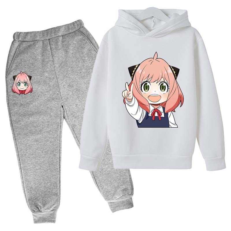 SPY X FAMILY Anya Forger Kinder Hoodies Anzug Jungen Mädchen Langarm Hose Kinderkleidung Winter- und Herbstkleidung