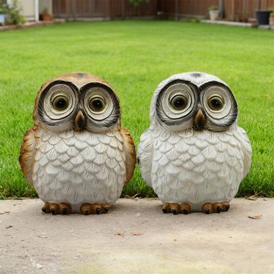 Yousheng Solar Owl Garden Statue Solar Powered LED Night Lights Resin Animal Decor for Yard Patio Weatherproof Outdoor Ornament