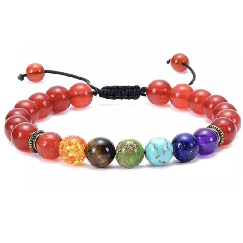 Multicolor Alloy & Volcanic Stone Yoga Bracelet with Turquoise & Tiger Eye Beads