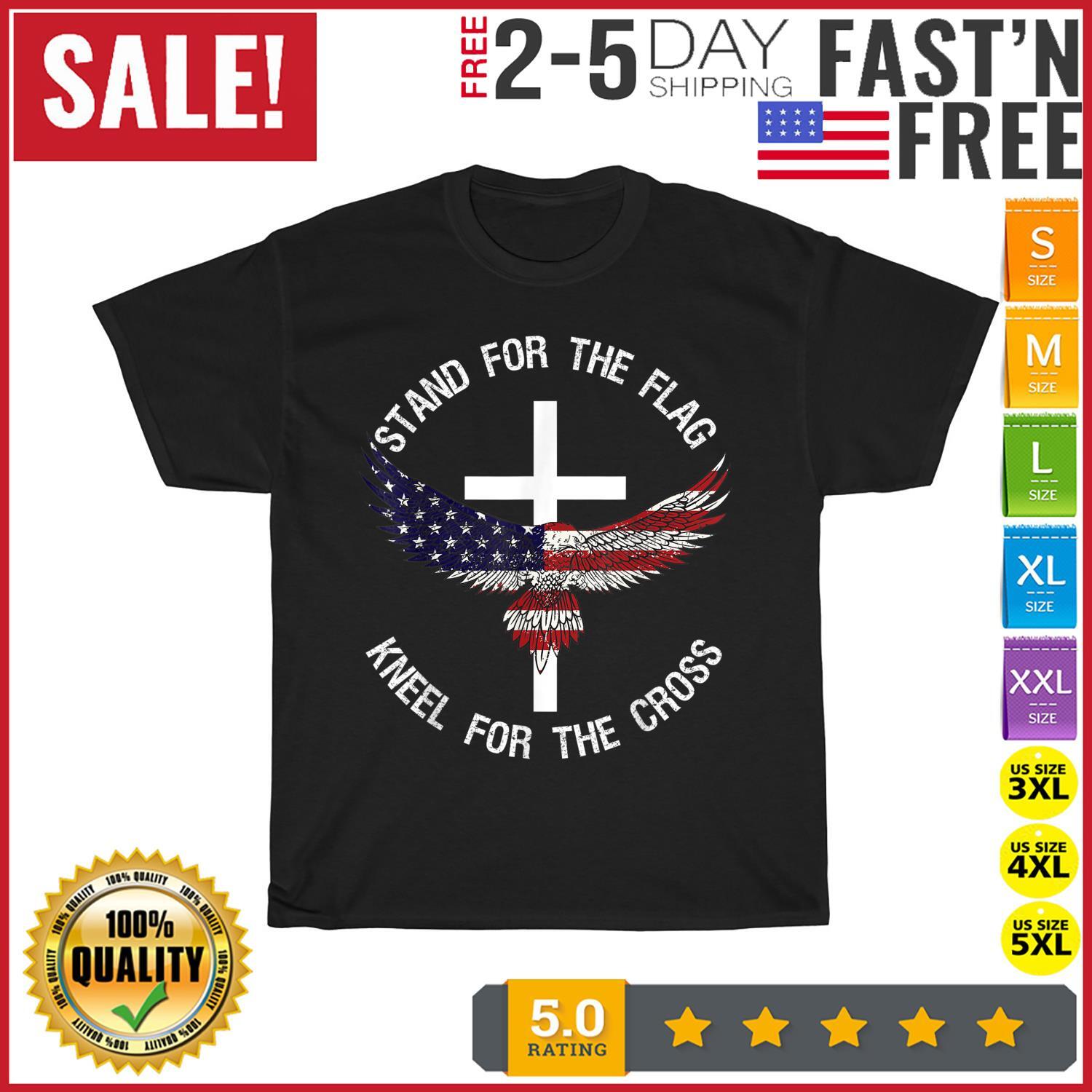Patriotic Stand For The Flag Kneel For The Cross Vintage T Shirt Mens Womens Tees Top Men Women NEW L