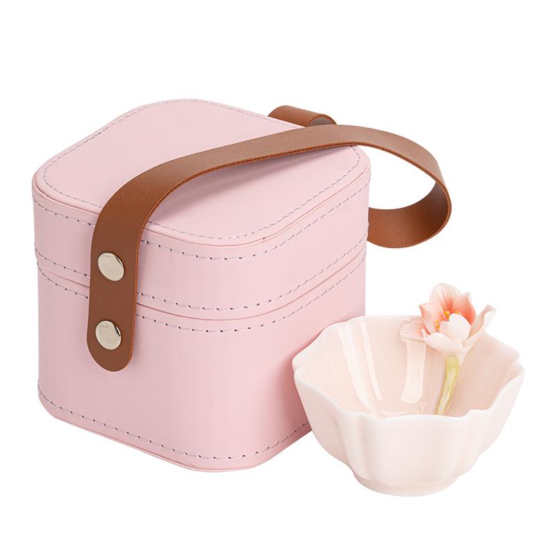 Pink Flower Petal Chinese Style Tea Cup for Personal Use