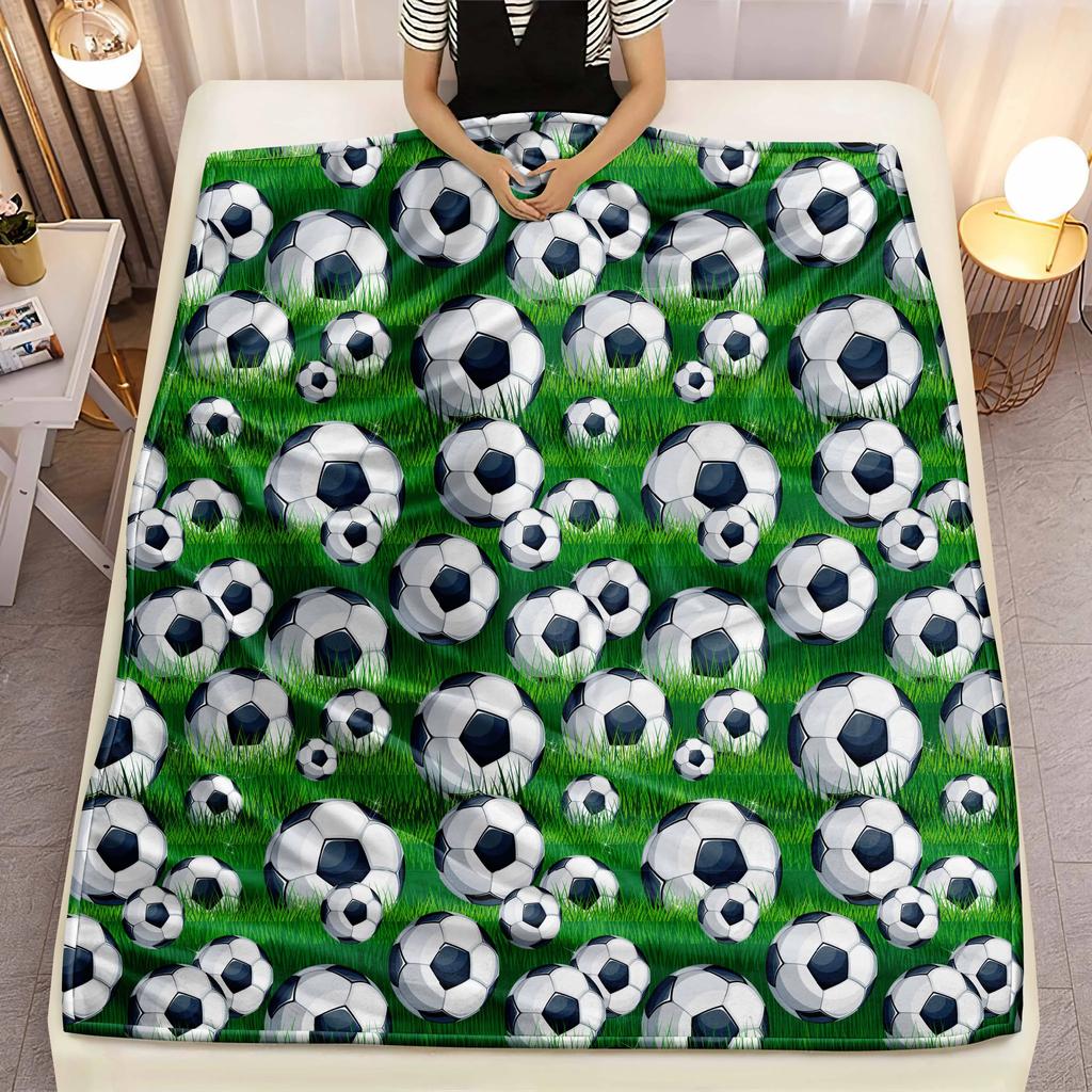Fun Lawn Soccer Game Design Soft Microfiber Throw Blanket Cozy for Bed Sofa Camping Picnic Winter Warmth Decor