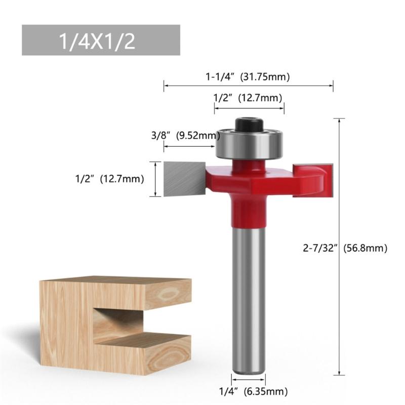 Professioneller T-Nut-Fräser mit Rollenführungssystem für Holzbearbeitungsmaschinen und manuelle Holzschnitzerei