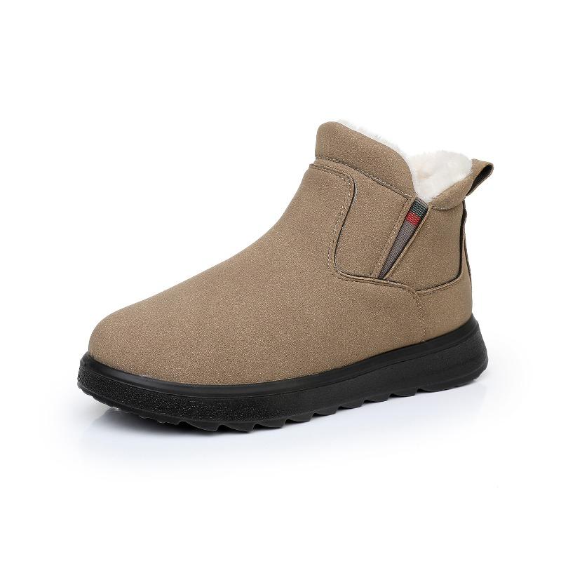 Medium and high-top snow boots women's winter one-pedal pu cotton shoes women's velvet warm thick-soled cotton shoes
