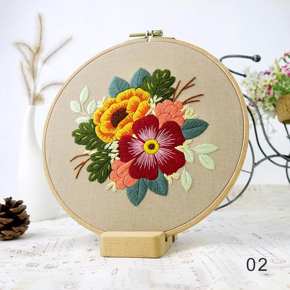 DIY Embroidery Flower Handwork Needlework for Beginner Cross Stitch Kit Ribbon Painting Embroidery Hoop Home Decoration