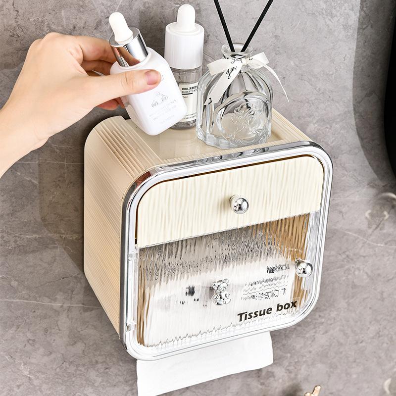 Non Perforated Wall Mounted Tissue Holder Household Toilet Paper Box Bathroom Waterproof Storage Rack Accessories for Bathroom