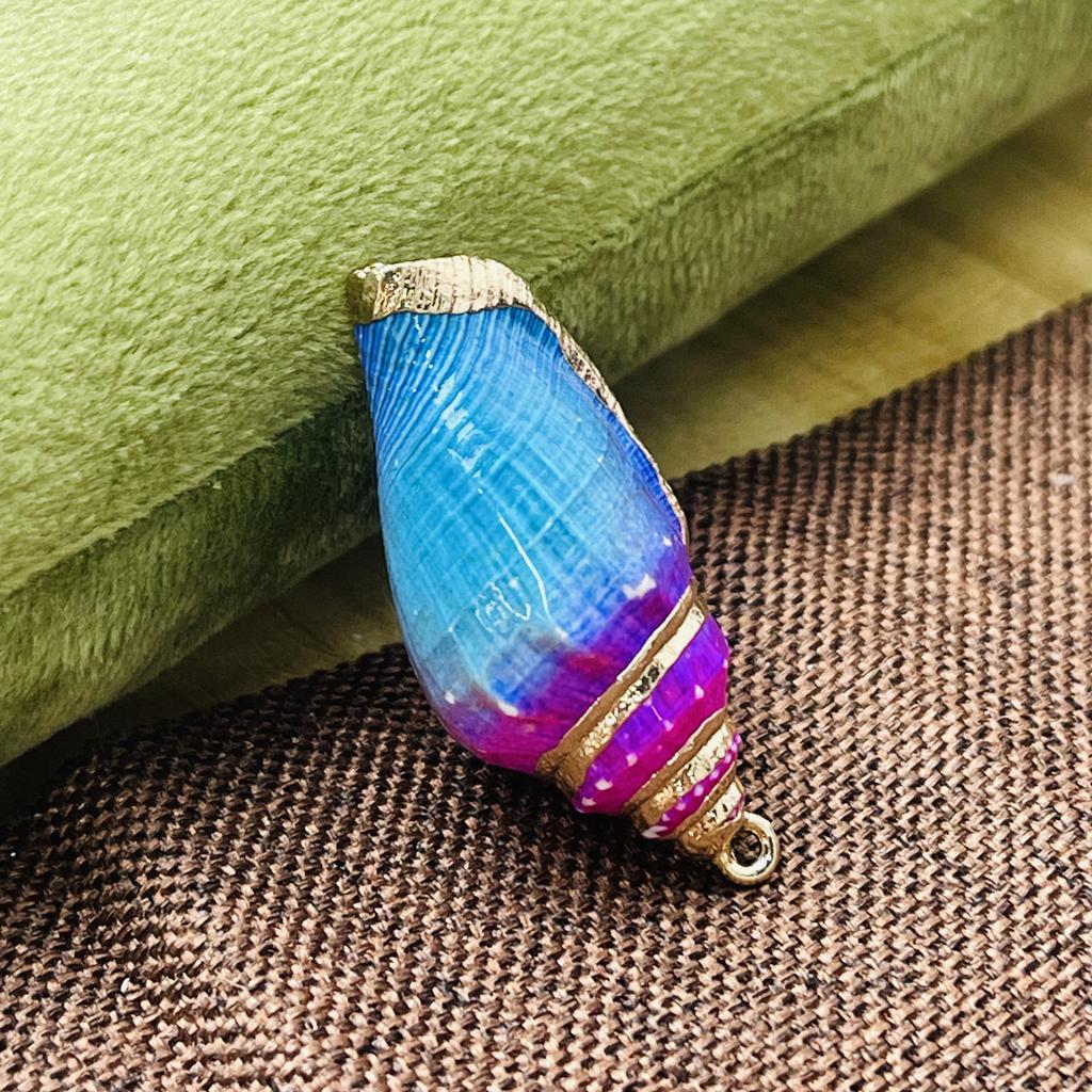 10Pcs, Natural Dyed Conch Shell Zinc Alloy Golden Rim Pendant Charms for Jewelry Making DIY Necklace Accessories, Summer Holiday Gifts for Men Women