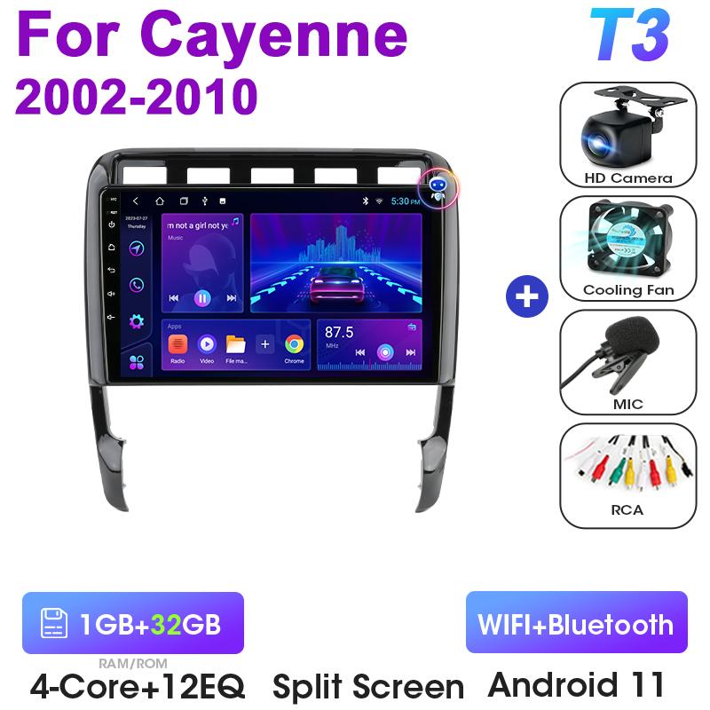 2 Din Android 12 Car Radio For Porsche Cayenne 1 9PA 2002 - 2010 Multimedia Video Player Navigation GPS 4G Carplay Auto Stereo