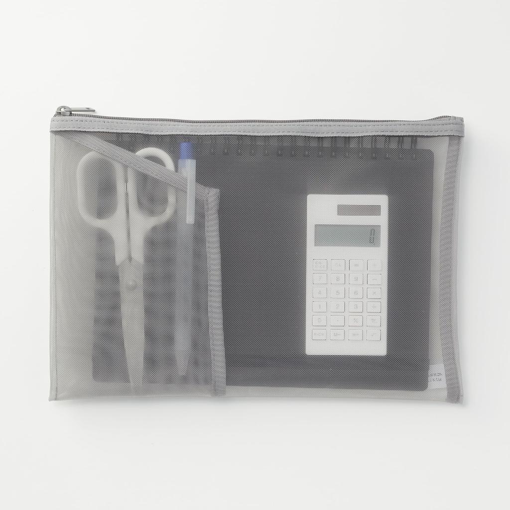MUJI Nylon Mesh Case with A5 Gray 82263671 Pocket, Size,