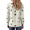 Women's Halloween Print Knit Long Sleeve Top with Lapel Collar
