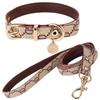 Vintage Floral Leather Pet Collar & Leash Set for Dogs and Cats