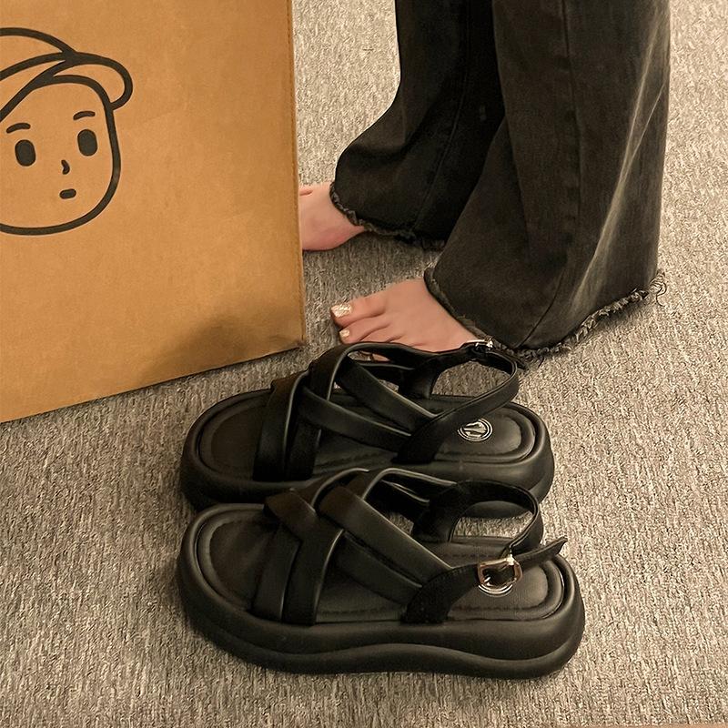 

Platform muffin shoes with skirt sandals 2025 summer woven new sandals 40 чёрный