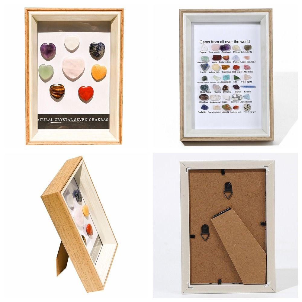 

Heart Shape Stone Raw Gemstones Natural Crystal Photo Frame Healing Reiki Mineral Specimens