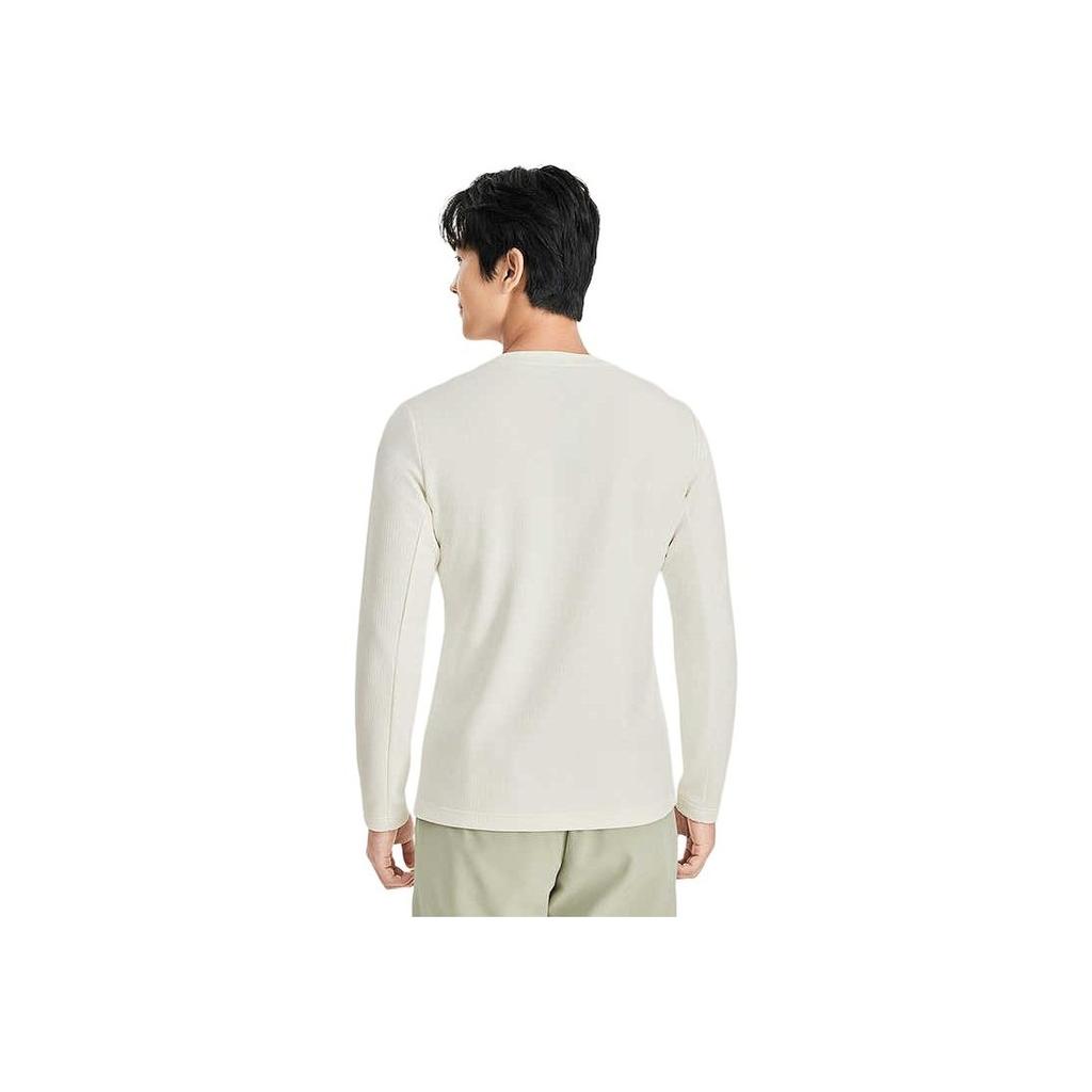 Skechers Basic Sports Series Logo Outdoor Crew Neck Pullover Long Sleeve T-Shirt Men Tops Cotton-Candy-White P424M195-0074