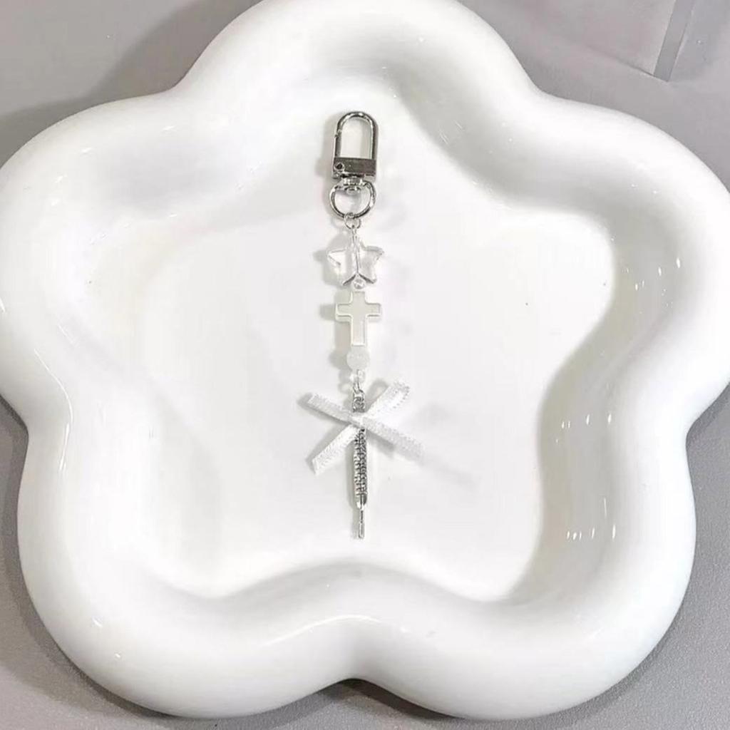 Chic Bowknot Phone Accessory Trend Phone Charm for Women Girls Beaded Keychain Bag Purse Backpack Wallet Decorations