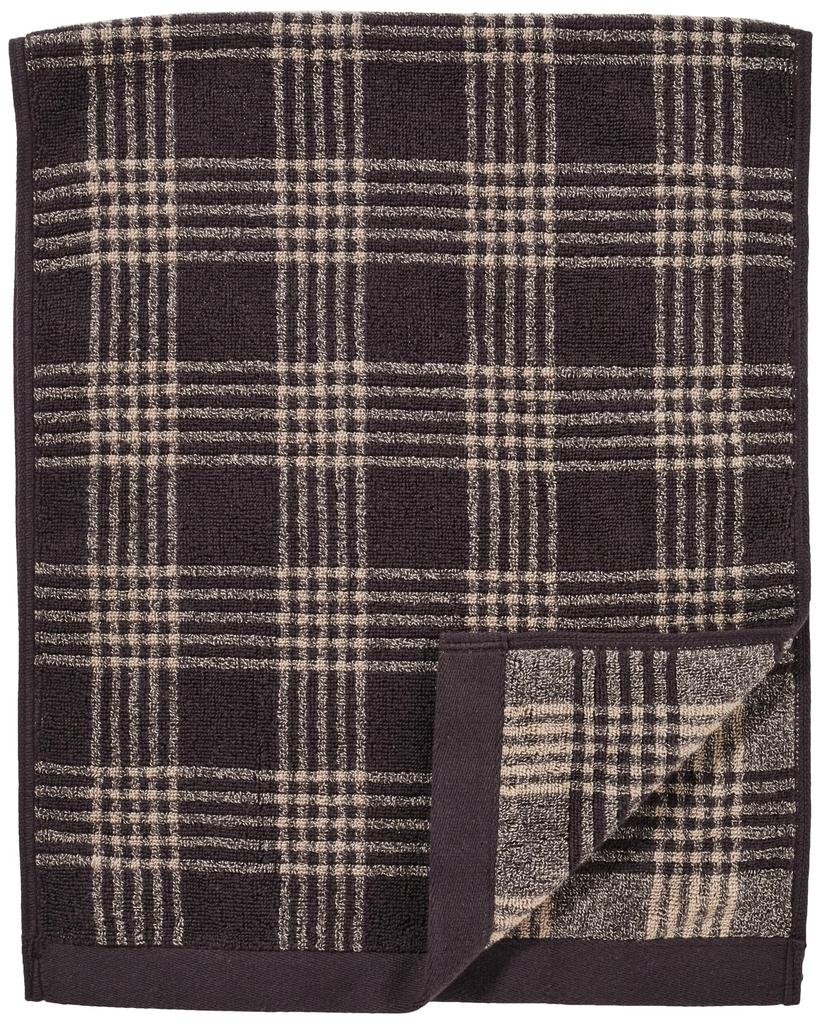 MUJI Fluffy Pile Face Towel Dark Brown Check Set 34 x 85cm Soft 83431952 (Patterned) 4-Piece