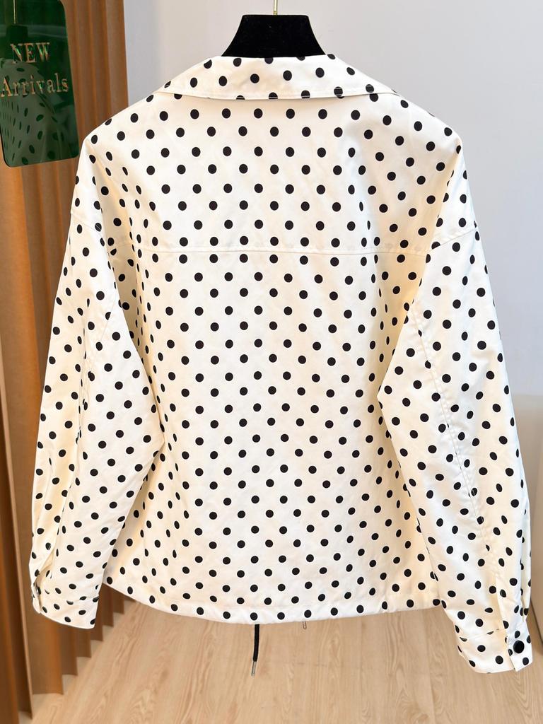 Women's Casual Jacket with Random Printed Polka Dot Jacket for Spring and Autumn New Styles, Comfortable and Versatile, Girlish Style Fashion Jacket