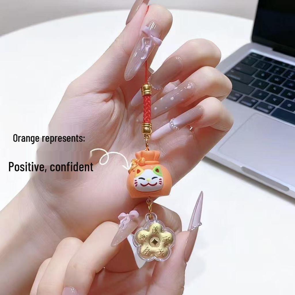 999 Pure Gold Maneki Neko Charm – Invite Wealth: Chinese Style Keychain & Phone Accessory