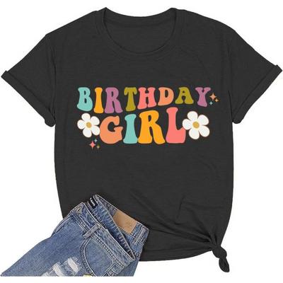 Birthday Girl Shirt for Women Cute Birthday Floral Tshirt Flower Graphic Tee Bday Party Top