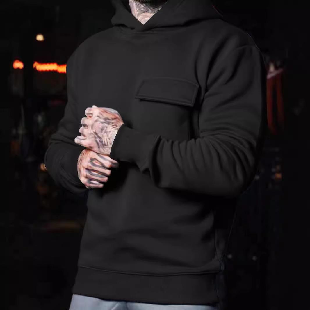 

2026 Men s Trendy Fashion Plus Size Hooded Pullover Sweatshirt with Patch Pockets XL