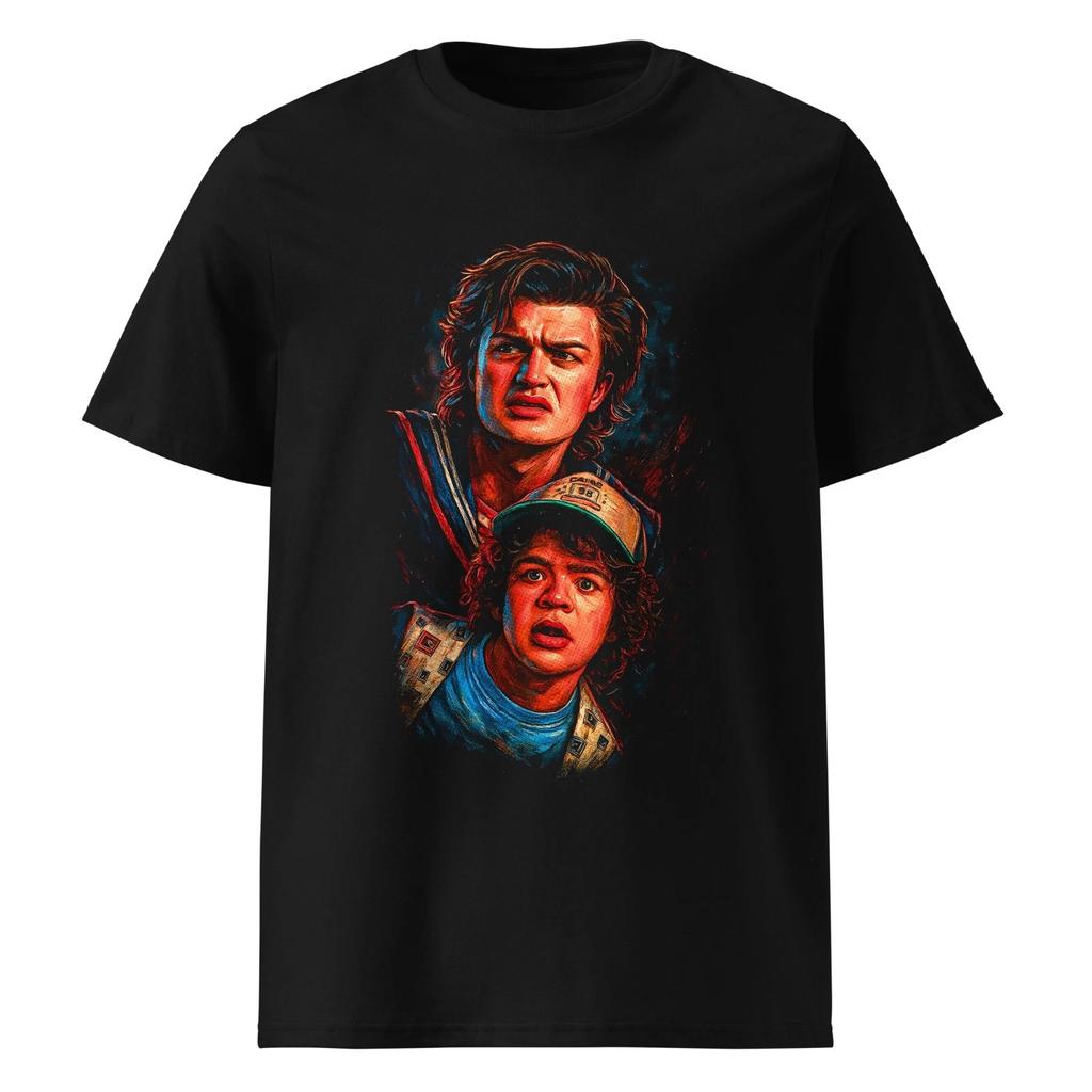 Stranger Things Steve & Dustin T Shirt | Hawkins Duo Horror Sci Fi Fan Tee