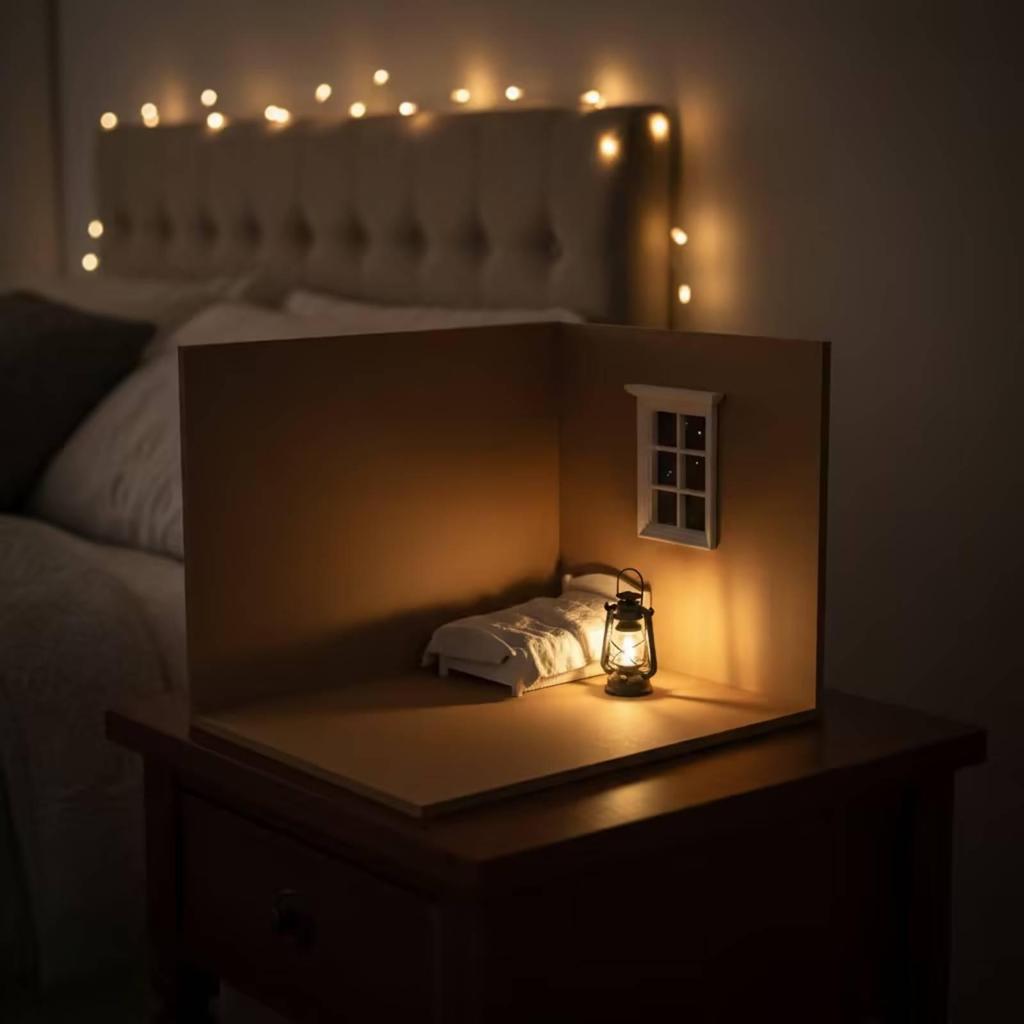 Dollhouse Room Backdrop Board 1:12 Scale Miniature Scene with Window