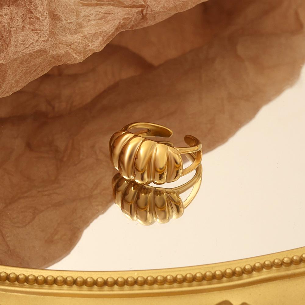 Geometric Croissant Shape Open Ring - Titanium Steel Jewelry for Women