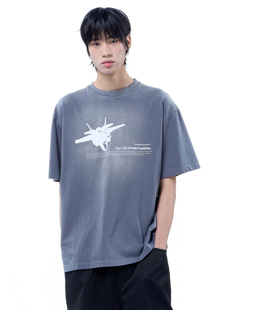 Loghideumatin F35 Garment Dyed Brush T-Shirt (Blue)