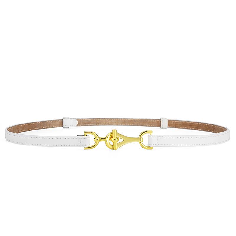 

Women s genuine leather skinny belt - decorative design, unique style, dress belt for waist definition 95cm-115cm (length adjustable)